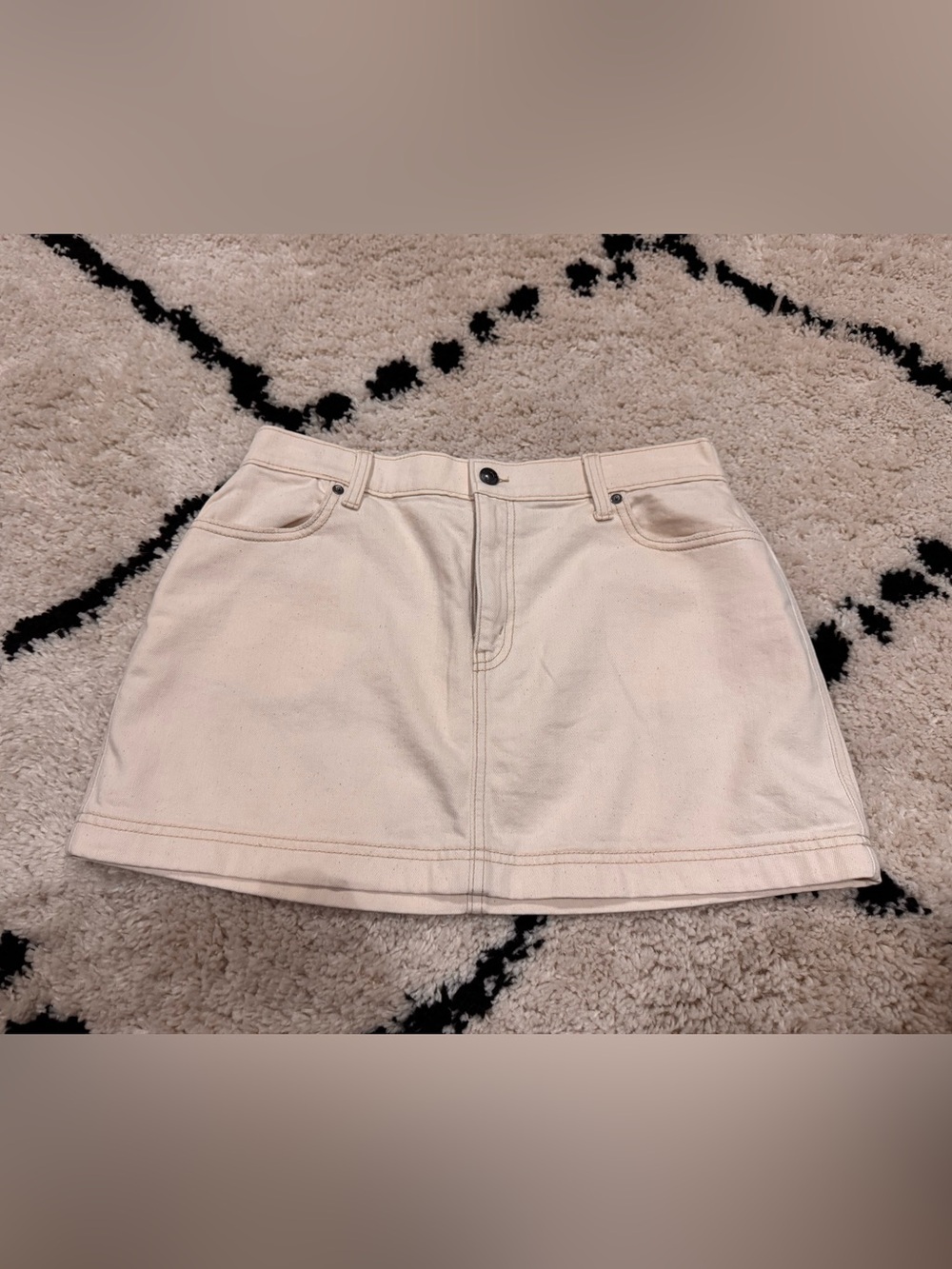 aerie Cream Denim Mini Skirt